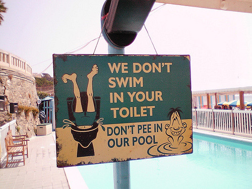 Pee in pool water is nasty and a health issue. (flickr)
